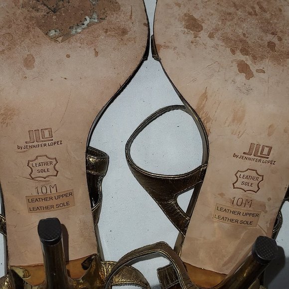 J-Lo Strappy Sandals Bronze color Size 10 - Picture 3 of 8
